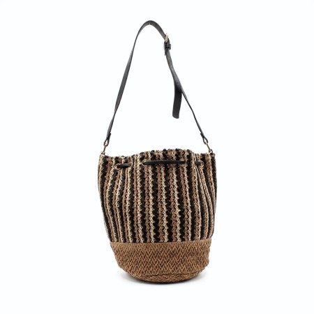 bolso rafia multicolor mujer formato saco cierre cordon y cremallera