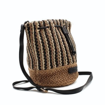 bolso rafia mujer interior con cremallera y bolsillos saco multicolor