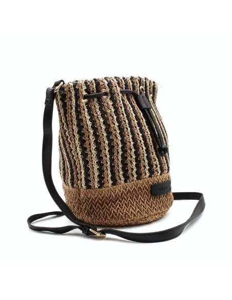 bolso rafia mujer interior con cremallera y bolsillos saco multicolor