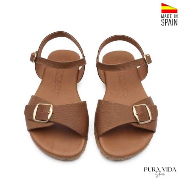 Sandalias barefoot mujer marrón vista frontal