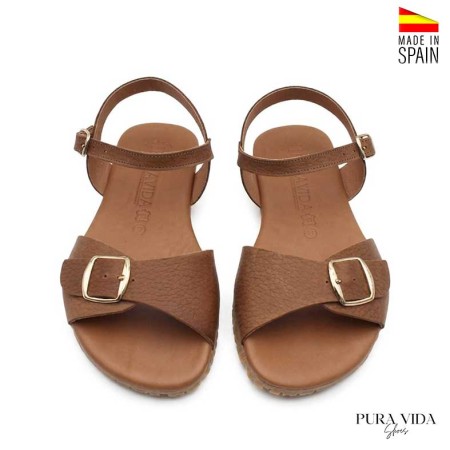Sandalias barefoot mujer marrón vista frontal