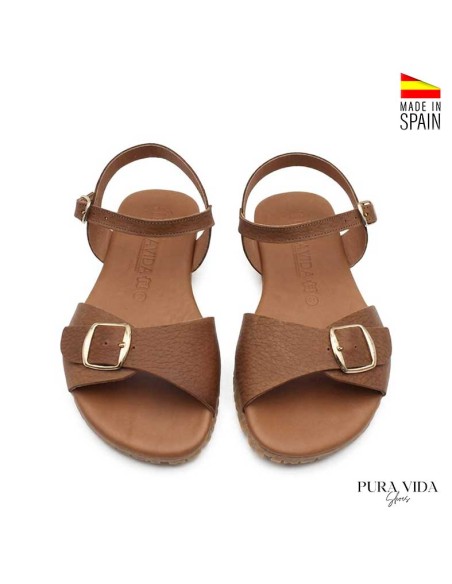 Sandalias barefoot mujer marrón vista frontal
