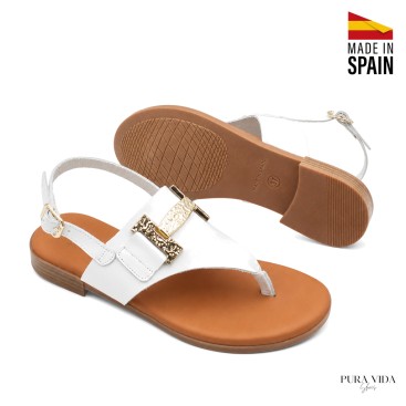 sandalia plana blanca mujer fabricada en españa