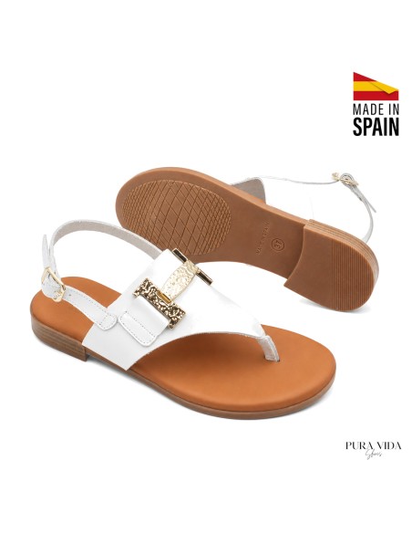 sandalia plana blanca mujer fabricada en españa