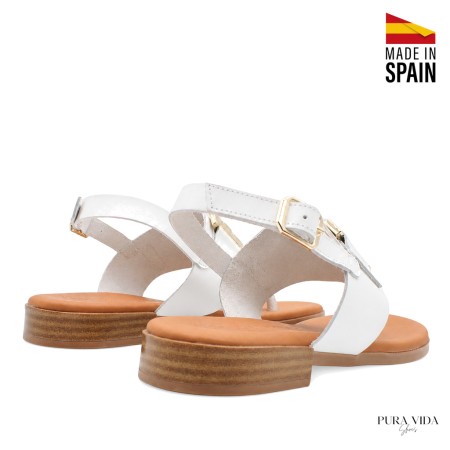 sandalias blancas de dedo mujer piel
