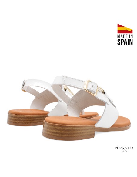 sandalias blancas de dedo mujer piel