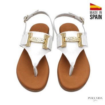 sandalias blancas mujer piel plantilla confort gel