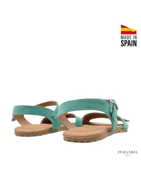 sandalias barefoot mujer turquesa perfil lateral pulsera tobillo