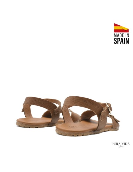 Sandalias barefoot mujer piel marrón vista trasera