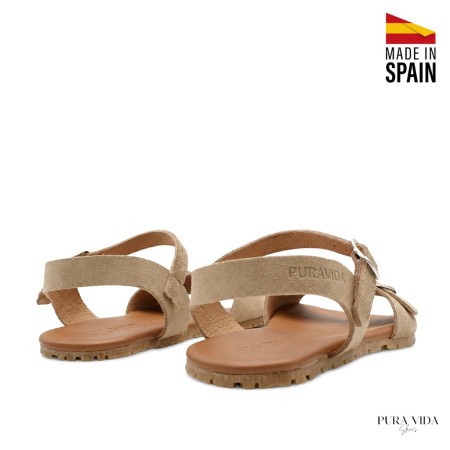 sandalia barefoot beige mujer pulsera ajustable tobillo perfil