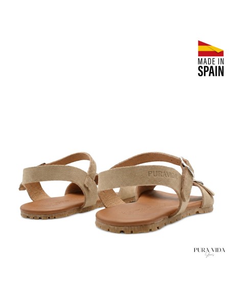 sandalia barefoot beige mujer pulsera ajustable tobillo perfil