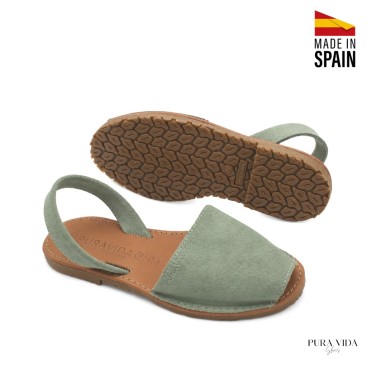Menorquina PV verde agua piel serraje