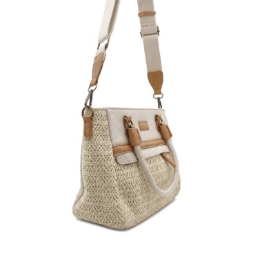 bolso trenzado beige taupe