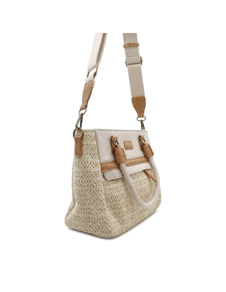 bolso trenzado beige taupe