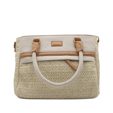 bolso rafia beige mujer elegante
