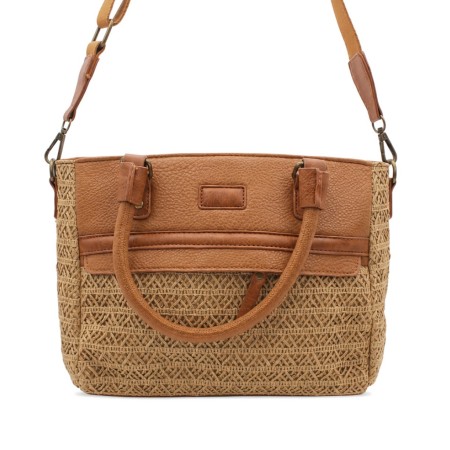 bolso trenzado camel asa larga