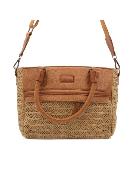 bolso trenzado camel asa larga