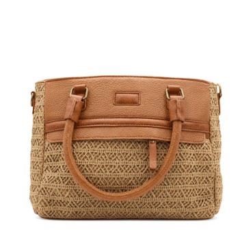 bolso rafia camel mujer elegante