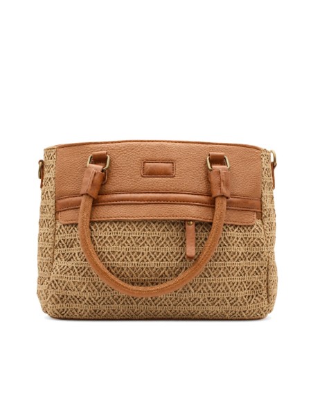 bolso rafia camel mujer elegante