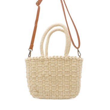 bolso artesanal beige bandolera