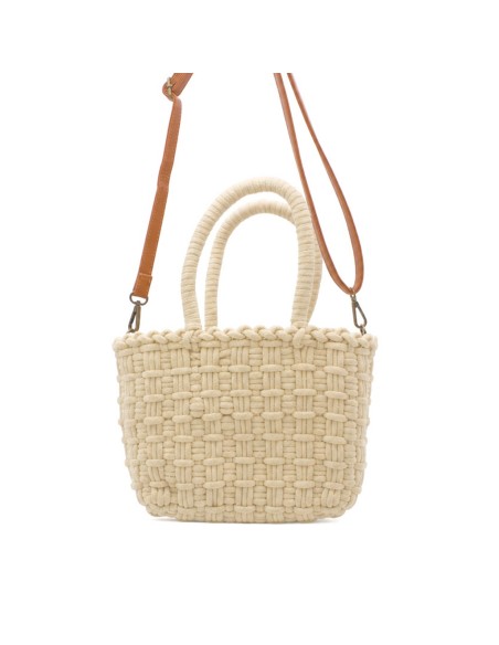 bolso artesanal beige bandolera