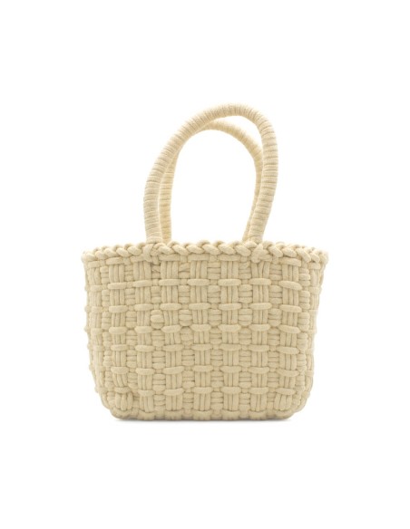capazo pequeno macrame beige mujer