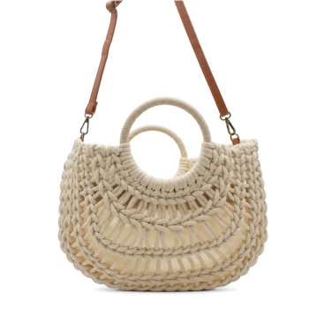 bolso macrame beige mujer