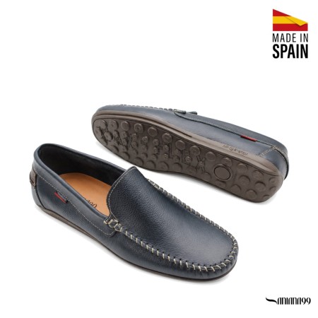 mocasin piel azul marino hombre