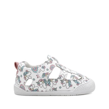 sandalias barefoot bebe niña unicornios