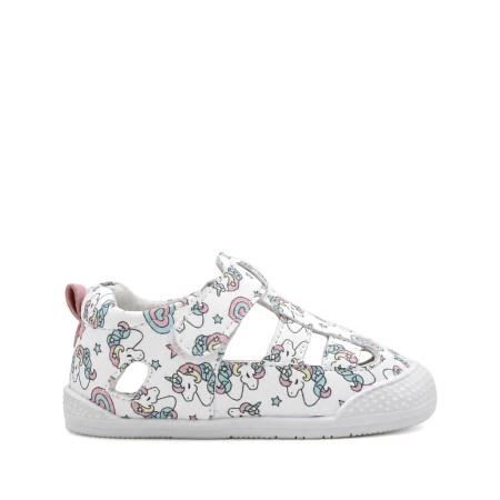 sandalias barefoot bebe niña unicornios
