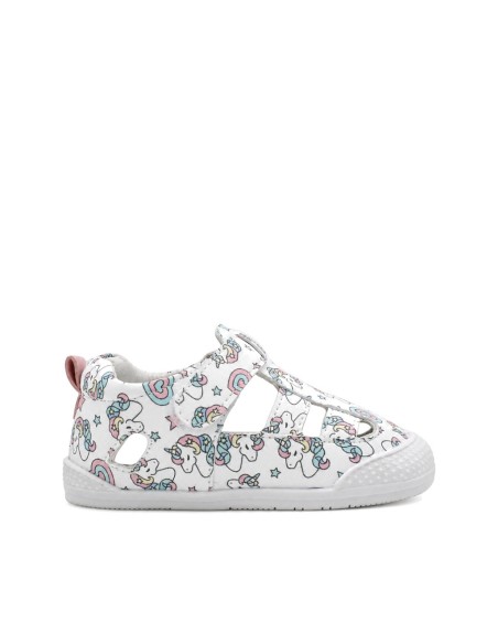 sandalias barefoot bebe niña unicornios