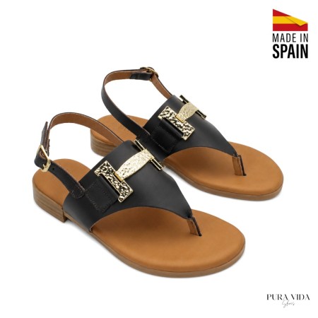 sandalia plana elegante marron oscuro