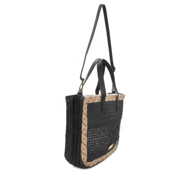 Bolso shopper mujer con bandolera extraíble y acabado artesanal.