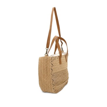 Bolso verano mujer color beige natural con doble asa.
