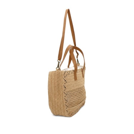 Bolso verano mujer color beige natural con doble asa.