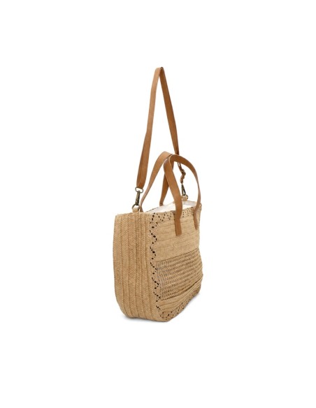 Bolso verano mujer color beige natural con doble asa.