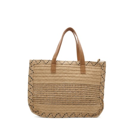 Bolso casual femenino en tonos arena con bandolera desmontable.