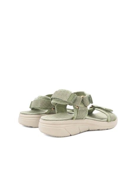Sandalias deportivas mujer color verde salvia con plantilla EVA vista trasera.