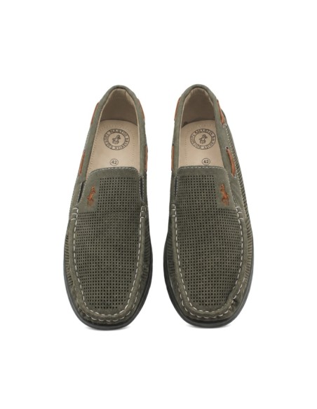 Mocasín Hombre Calado Verde Caqui