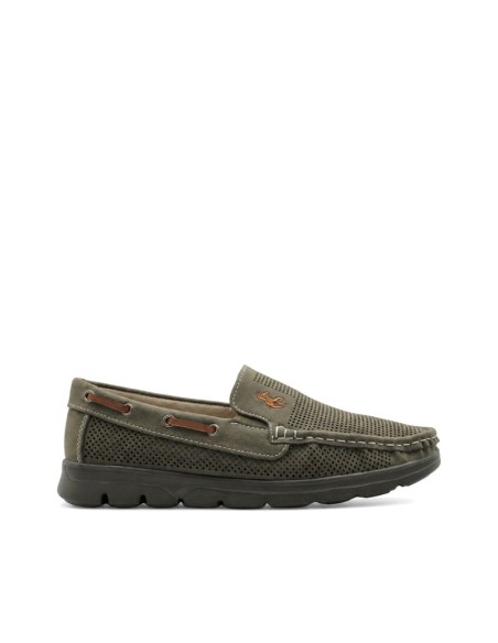 Mocasín Hombre Verde Caqui Perforado