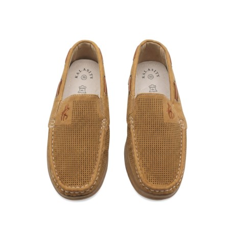 mocasin hombre camel perforado transpirable