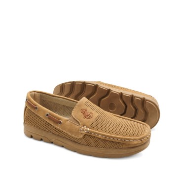 mocasin verano hombre camel flexible y comodo