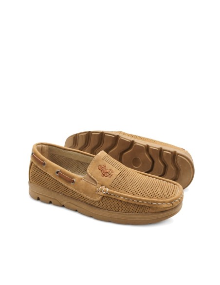 mocasin verano hombre camel flexible y comodo