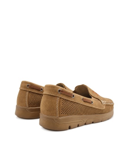 zapato casual hombre camel con cordon lateral