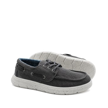 zapato hombre textil negro con cordones