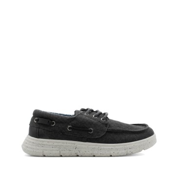 zapato nautico hombre tela negro