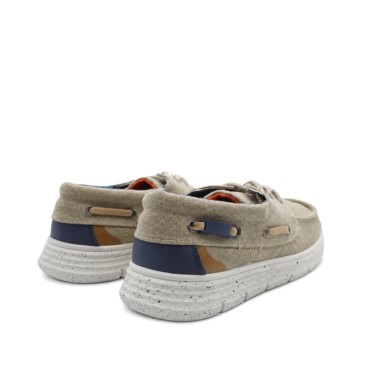 zapato nautico hombre beige tela