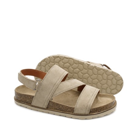 Sandalias hombre beige con cierre de velcro y plantilla anatómica