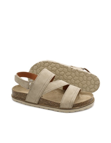 Sandalias hombre beige con cierre de velcro y plantilla anatómica