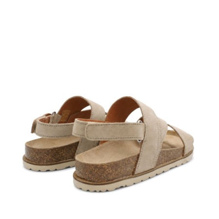 Sandalias Santana99 beige de piel serraje con suela bio ligera